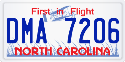 NC license plate DMA7206