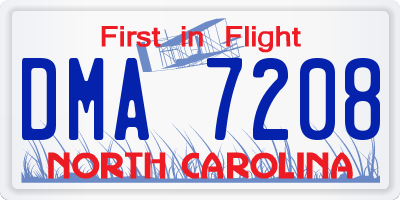 NC license plate DMA7208