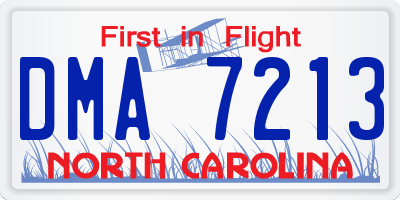 NC license plate DMA7213