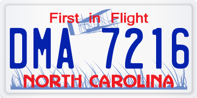 NC license plate DMA7216