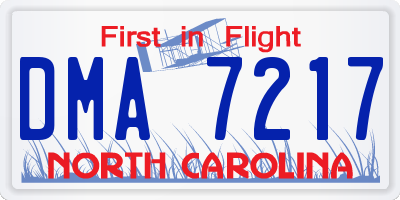 NC license plate DMA7217
