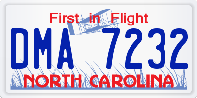 NC license plate DMA7232