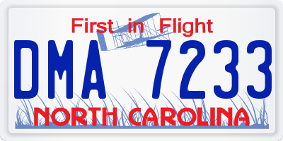 NC license plate DMA7233