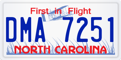NC license plate DMA7251