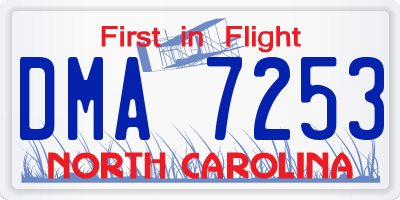 NC license plate DMA7253
