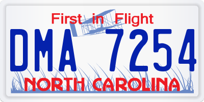 NC license plate DMA7254