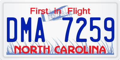 NC license plate DMA7259