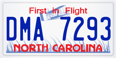 NC license plate DMA7293