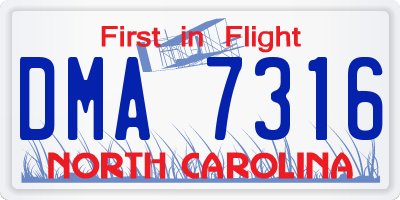 NC license plate DMA7316