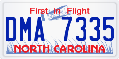 NC license plate DMA7335