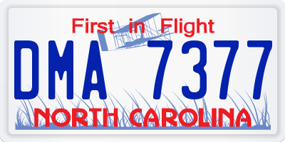 NC license plate DMA7377