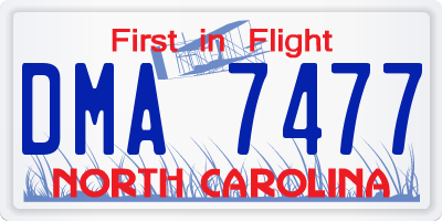 NC license plate DMA7477