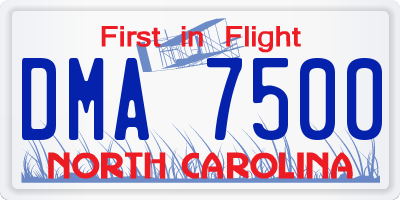 NC license plate DMA7500