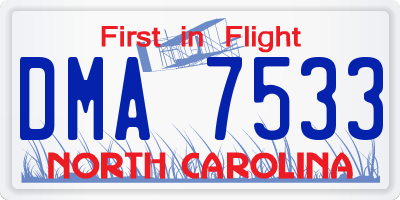 NC license plate DMA7533