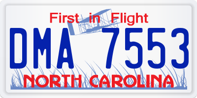 NC license plate DMA7553