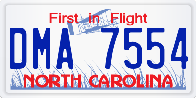 NC license plate DMA7554