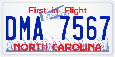 NC license plate DMA7567