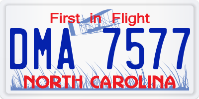 NC license plate DMA7577