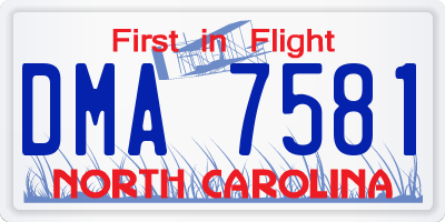 NC license plate DMA7581