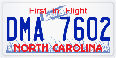 NC license plate DMA7602