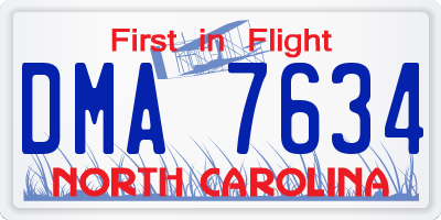 NC license plate DMA7634