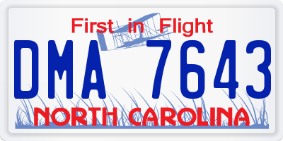 NC license plate DMA7643