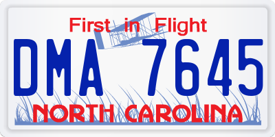 NC license plate DMA7645