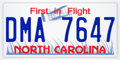 NC license plate DMA7647