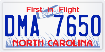 NC license plate DMA7650