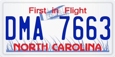 NC license plate DMA7663