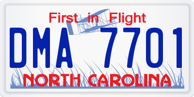 NC license plate DMA7701