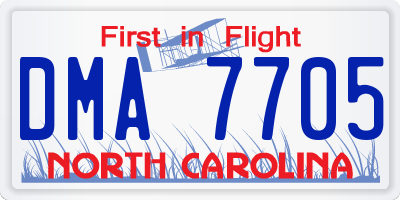 NC license plate DMA7705