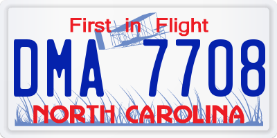 NC license plate DMA7708