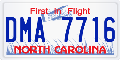 NC license plate DMA7716