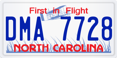 NC license plate DMA7728