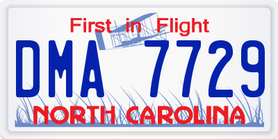 NC license plate DMA7729