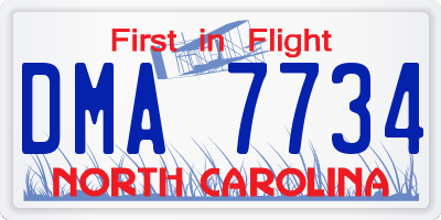 NC license plate DMA7734