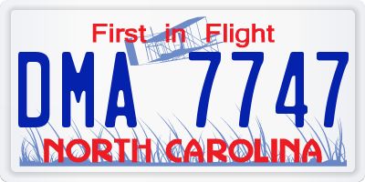 NC license plate DMA7747