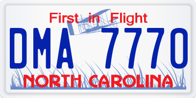 NC license plate DMA7770