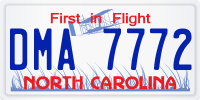 NC license plate DMA7772