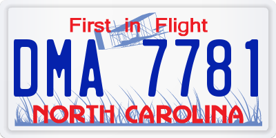 NC license plate DMA7781