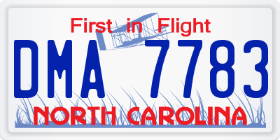 NC license plate DMA7783