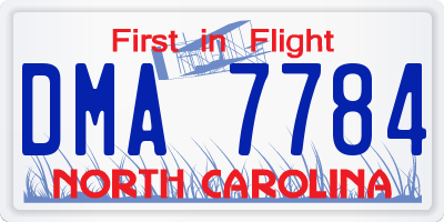 NC license plate DMA7784