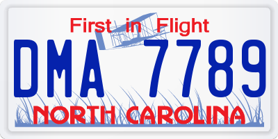 NC license plate DMA7789