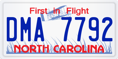NC license plate DMA7792