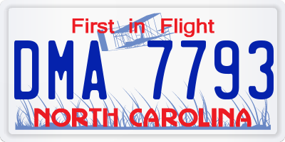 NC license plate DMA7793