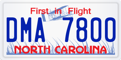NC license plate DMA7800