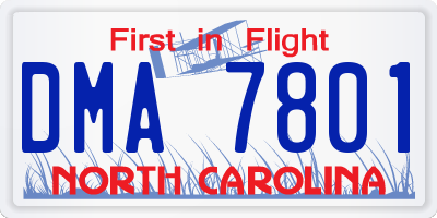 NC license plate DMA7801