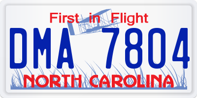 NC license plate DMA7804