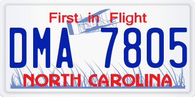 NC license plate DMA7805